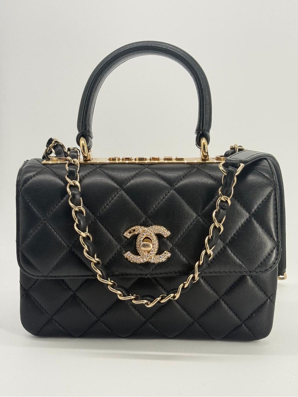 CHANEL Mini Trendy CC Black Lambskin Crossbody Bag